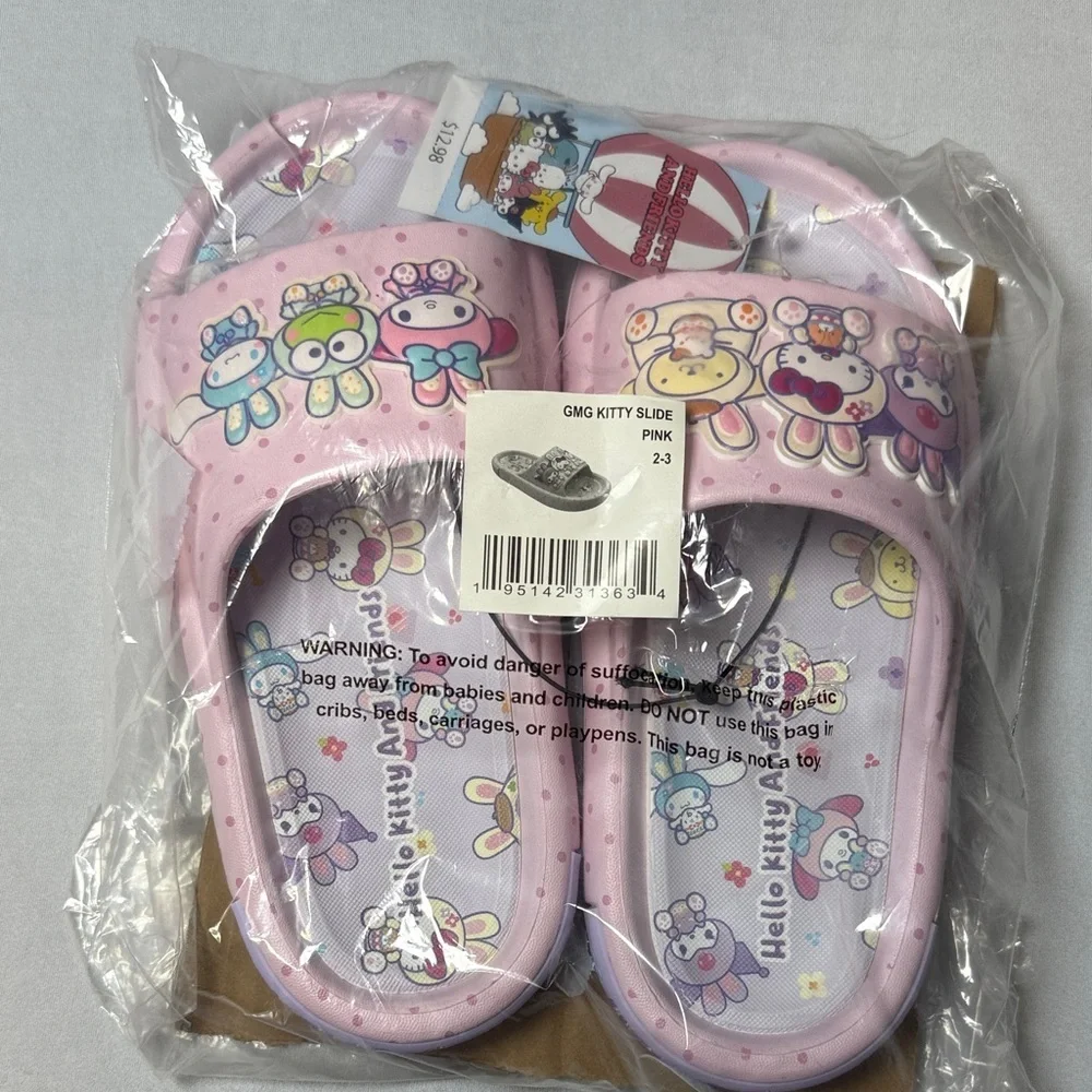 Hello Kitty Kids Pink Easter Slide Sandals Size 2/3 New